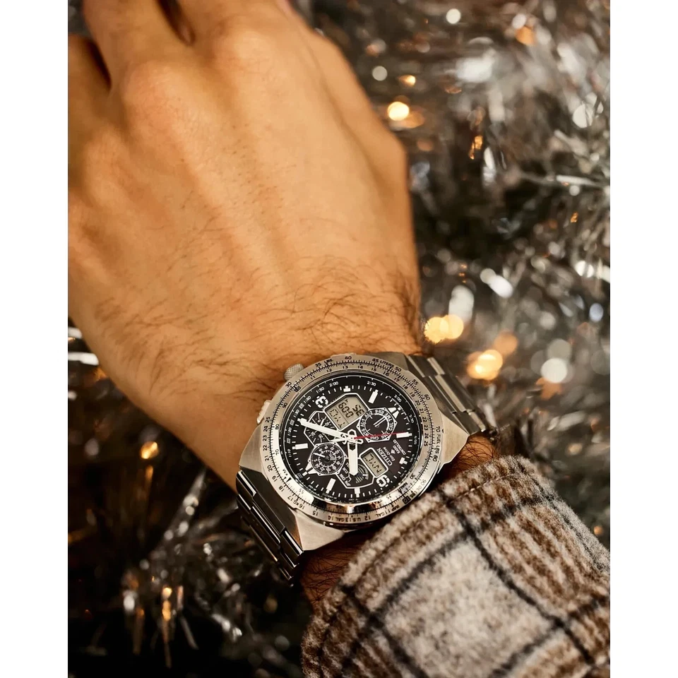 Citizen JY8120-58E Men’s Eco-Drive Promaster Skyhawk – 46mm Atomic Chronograph Pilot Watch in Silver | AmazPromo