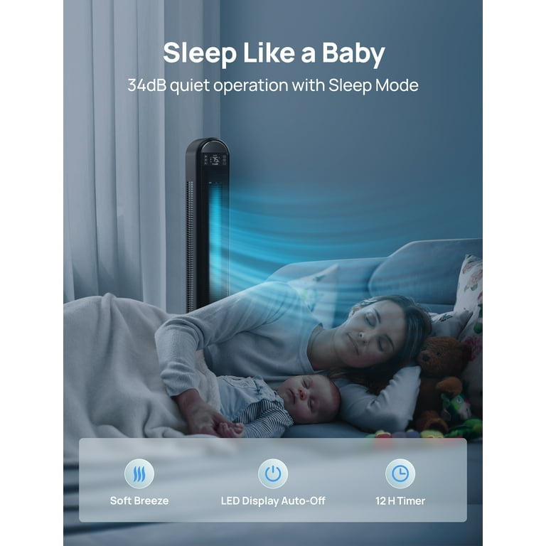 Dreo 42" Bladeless Tower Fan with Remote – Ultra Quiet 34dB Oscillating Fan for Bedroom & Home, 26 extra image