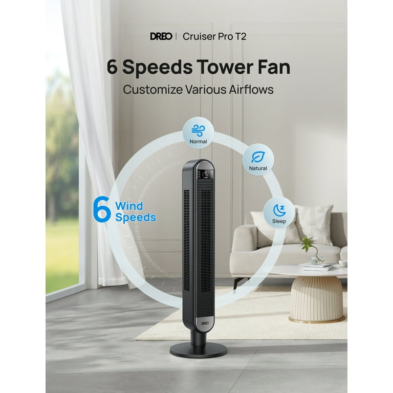 Dreo 42" Bladeless Tower Fan with Remote – Ultra Quiet 34dB Oscillating Fan for Bedroom & Home, 26 extra image