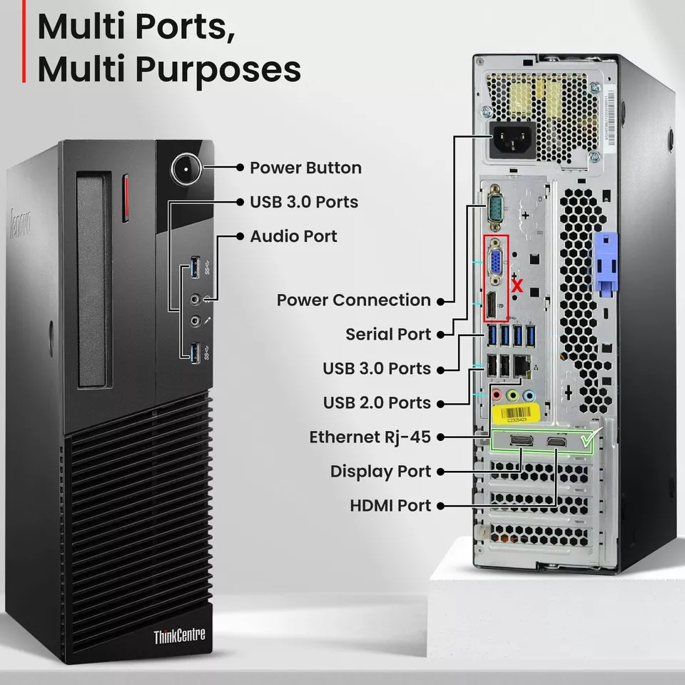 Dell Desktop Computer Tower | Intel i5, 16GB RAM, 1TB SSD+HDD, Windows 10 Pro, WiFi | 22" or 24" LCD | AmazPromo