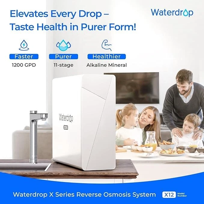 Waterdrop X12 Alkaline Mineral pH+ Reverse Osmosis System – 1200 GPD High-Capacity Tankless RO Water | AmazPromo