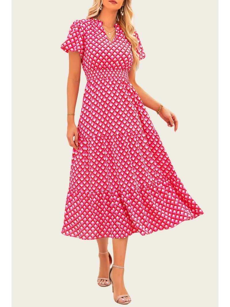 PRETTYGARDEN Women's Boho Floral Maxi Dress – Smocked Waist V-Neck Puff Sleeve Summer Beach Dress extra image