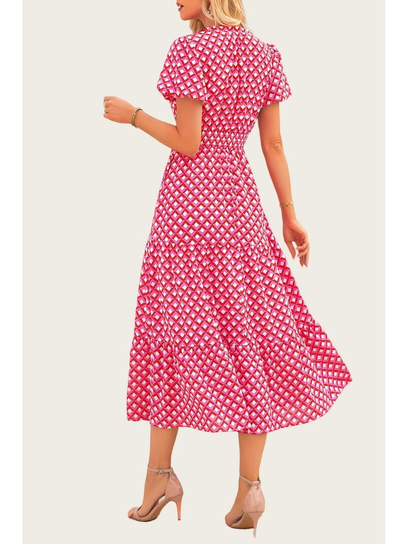 PRETTYGARDEN Women's Boho Floral Maxi Dress – Smocked Waist V-Neck Puff Sleeve Summer Beach Dress extra image