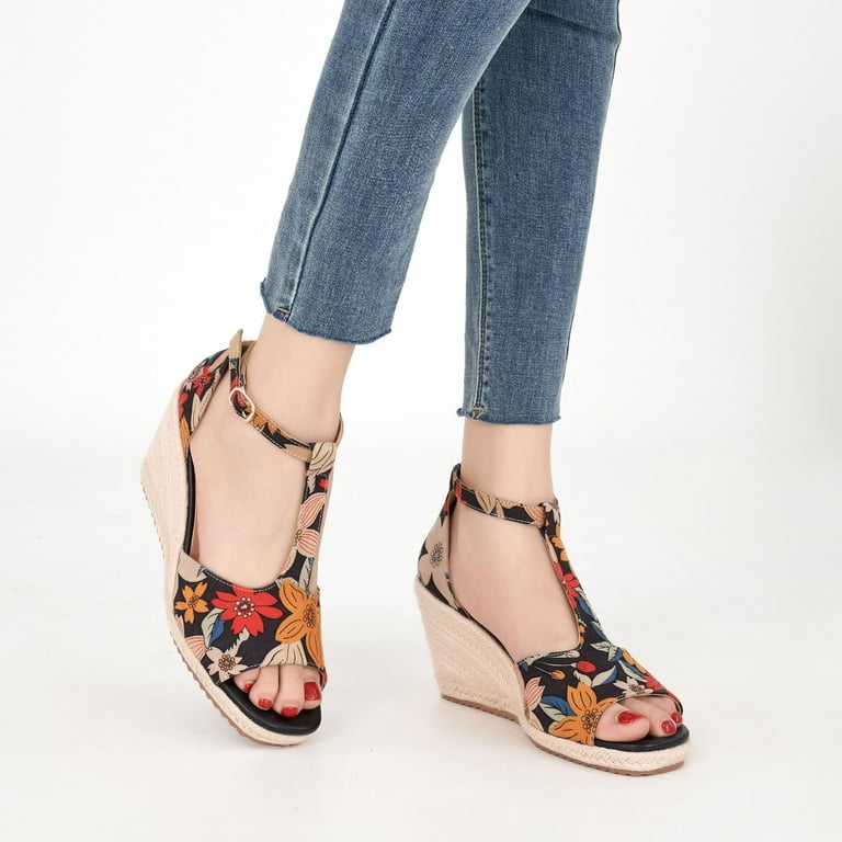 Ecetana Women’s Espadrille Wedge Sandals – Open Toe Platform Summer Shoes with Ankle Strap, Non-Slip | AmazPromo