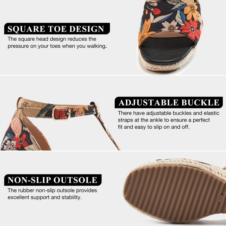 Ecetana Women’s Espadrille Wedge Sandals – Open Toe Platform Summer Shoes with Ankle Strap, Non-Slip | AmazPromo