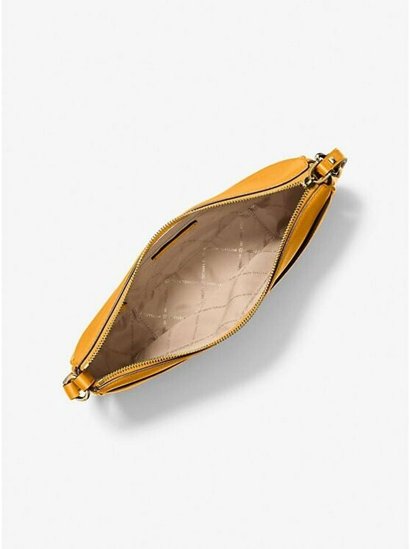 Michael Kors Dover Medium Leather Half Moon Crossbody Bag – Golden Rod Gold | Luxury Designer Purse | AmazPromo