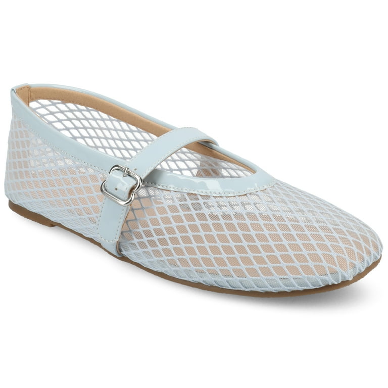Journee Women's Square Toe Mesh Ballet Flats – Stylish Mary Jane Slip-On Shoes with Cushioned Insole | AmazPromo
