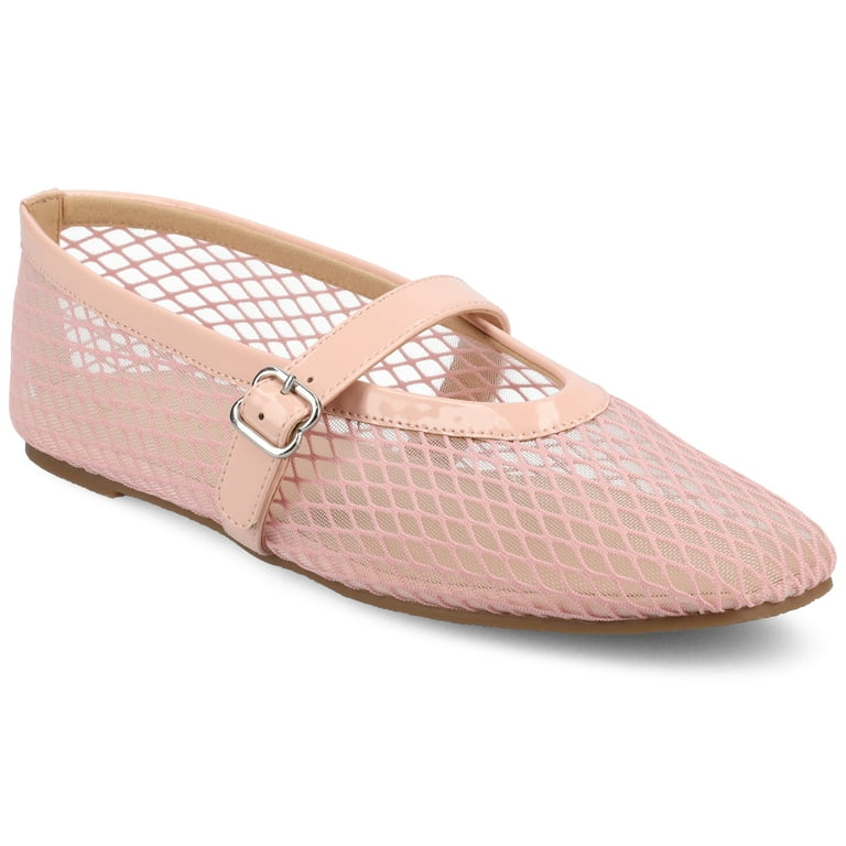 Journee Casha Mesh Mary Jane Flats for Women – Square Toe Slip-On Ballet Dress Shoes with Cushioned | AmazPromo