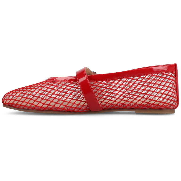 Journee Casha Mesh Mary Jane Flats for Women – Square Toe Slip-On Ballet Shoes with Breathable Comfo | AmazPromo