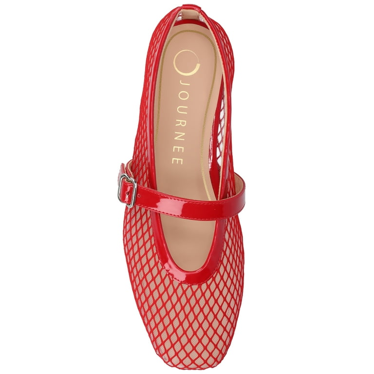 Journee Casha Mesh Mary Jane Flats for Women – Square Toe Slip-On Ballet Shoes with Breathable Comfo extra image