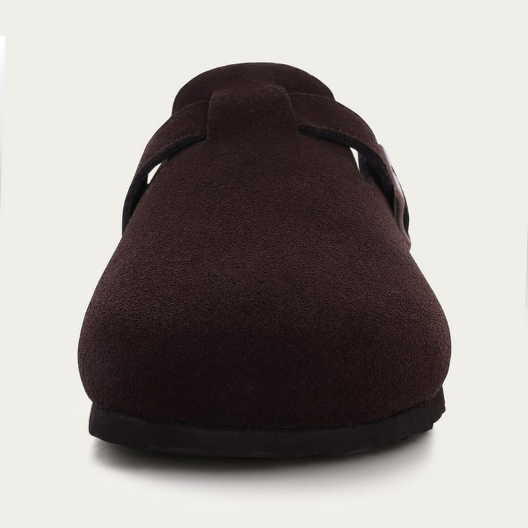 Litfun Women's Suede Clogs with Cork Footbed – Adjustable Buckle Leather Mules, Arch Support Sandals extra image