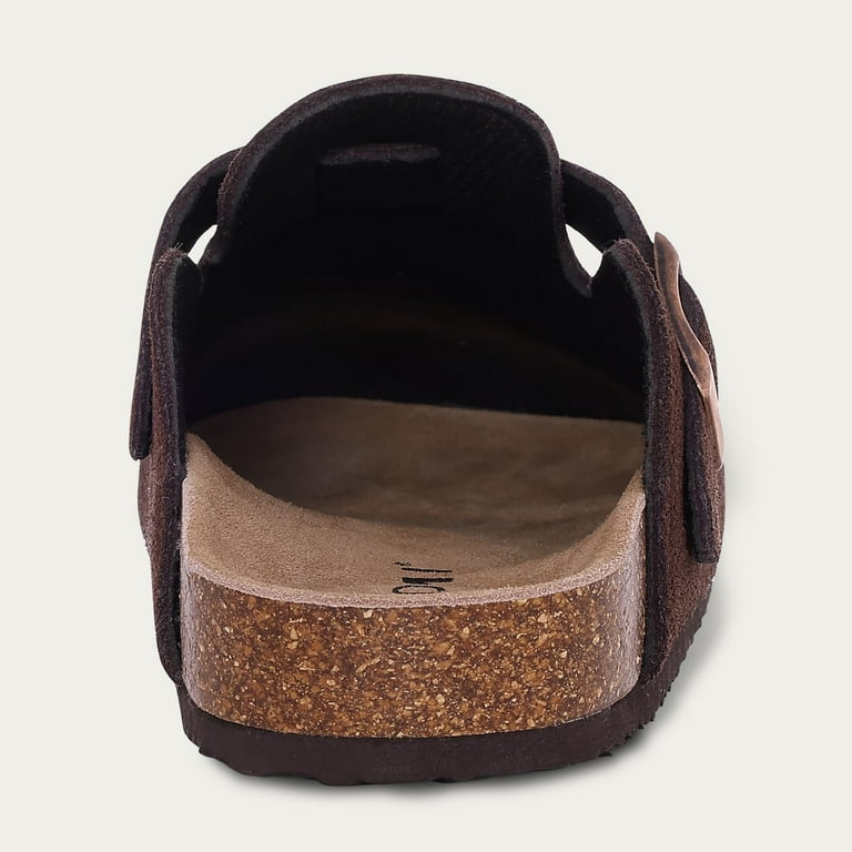 Litfun Women's Suede Clogs with Cork Footbed – Adjustable Buckle Leather Mules, Arch Support Sandals extra image