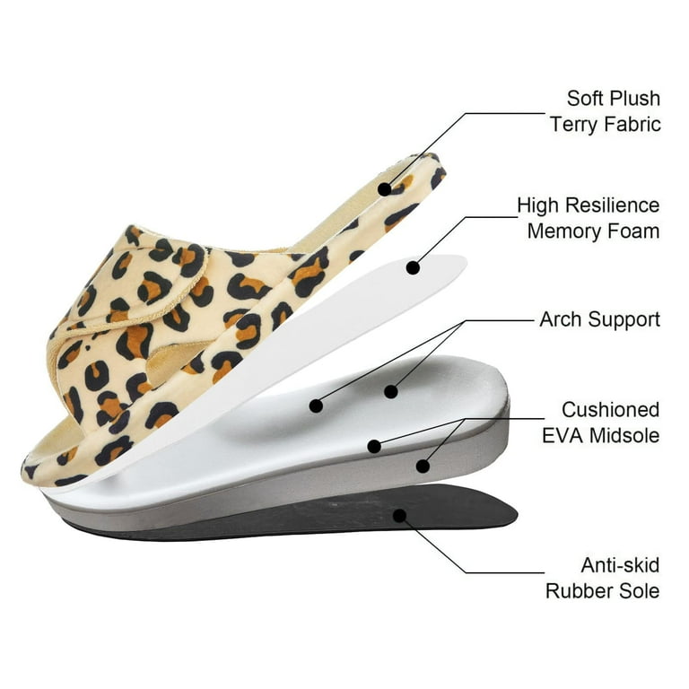 Litfun Women's Fuzzy Adjustable Slippers – Open Toe House Shoes with Arch Support, Memory Foam & Non extra image