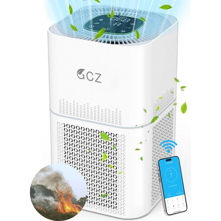 GCZ Smart WiFi Air Purifier for Large Rooms up to 1850 Sq Ft – True H13 HEPA Filter, 99.97% Allergen | AmazPromo