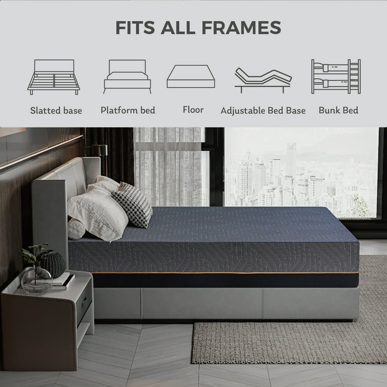 MLILY Ego 14-Inch Queen Memory Foam Mattress with Cooling Gel | Medium Firm Bed-in-a-Box | Pressure | AmazPromo