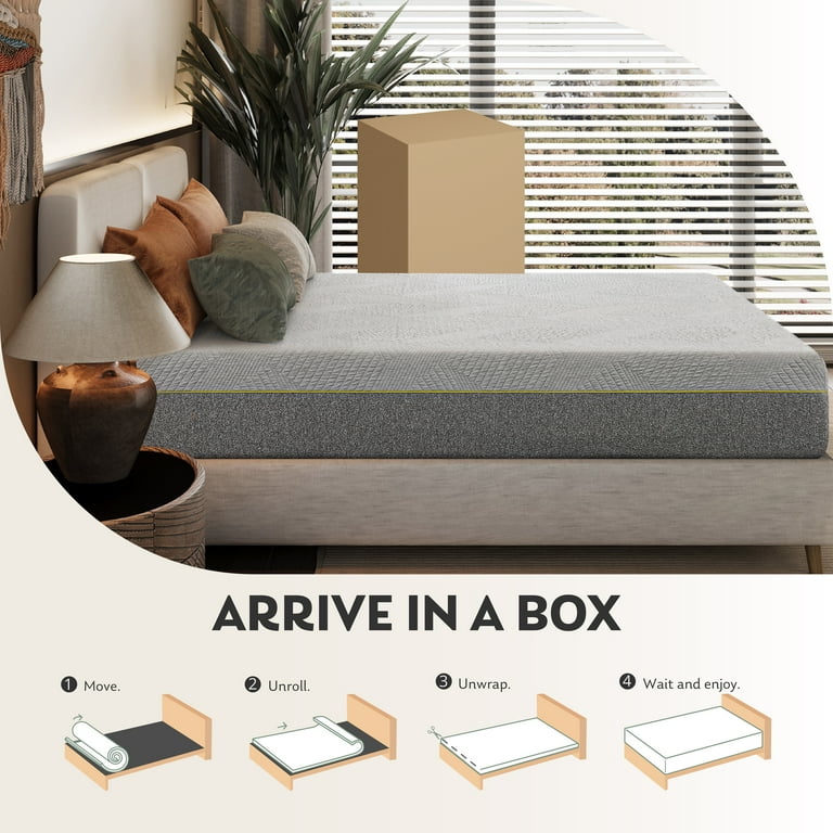 MLILY Ego 12-Inch Gel Memory Foam Queen Mattress in a Box – Medium Firm, Green Tea Infused, Cooling | AmazPromo