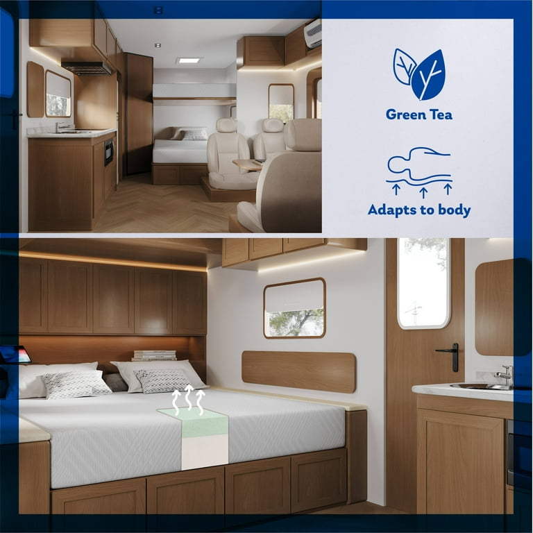 MLILY Ego 10” Short Queen RV Mattress – Green Tea Memory Foam Camper Bed in a Box, CertiPUR-US | AmazPromo