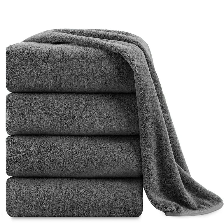 Jessy Home 4-Pack Luxury Dark Grey Bath Towels – 700 GSM Ultra Soft Oversized 35"x70" Microfiber Tow | AmazPromo
