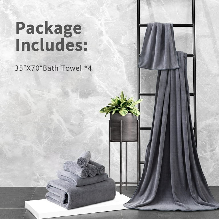 Jessy Home 4-Pack Luxury Dark Grey Bath Towels – 700 GSM Ultra Soft Oversized 35"x70" Microfiber Tow extra image