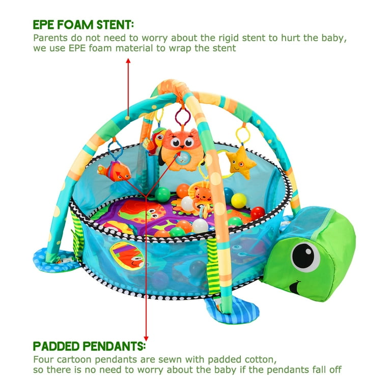 Babyeap 3-in-1 Baby Play Gym & Sensory Activity Mat with Ocean Ball Pit – Tummy Time Mat for Newborn extra image