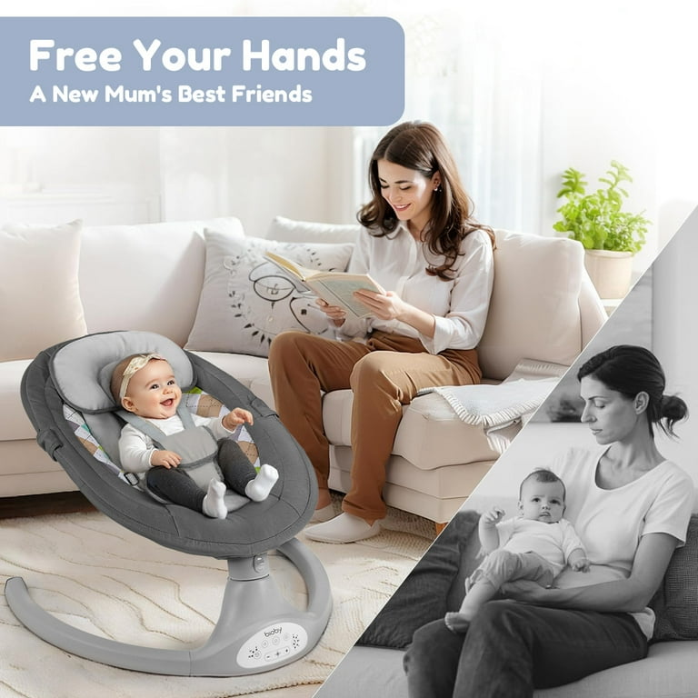 Bioby Electric Baby Swing with Bluetooth & Remote – 5-Speed Infant Rocker with Canopy, Music & Timer extra image