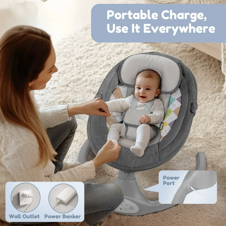 Bioby Electric Baby Swing with Bluetooth & Remote – 5-Speed Infant Rocker with Canopy, Music & Timer extra image