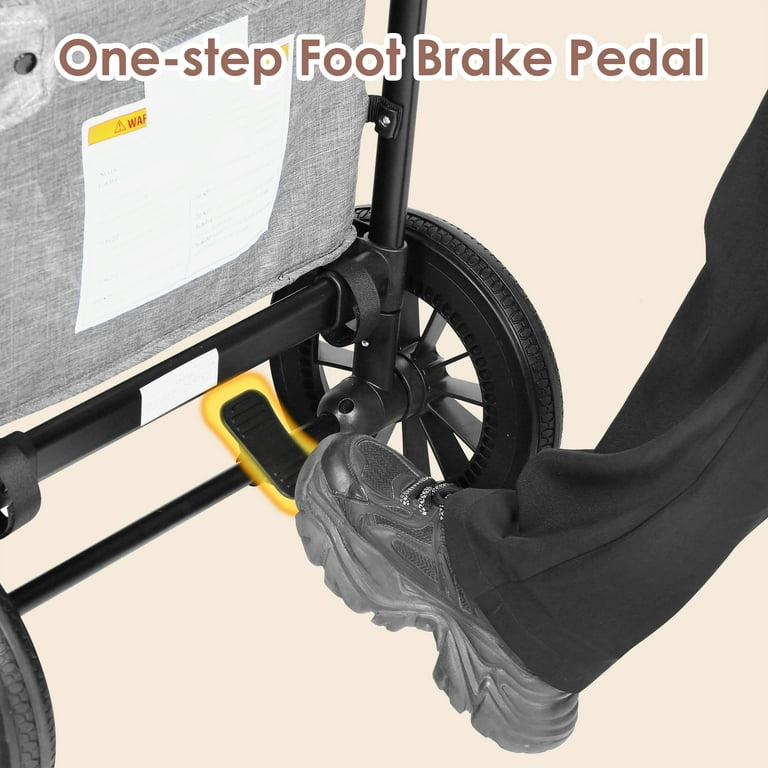 AILEEKISS All-Terrain Collapsible Wagon Stroller for 2 Kids with Canopy & Snack Tray – Compact Fold | AmazPromo