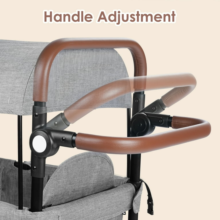 AILEEKISS All-Terrain Collapsible Wagon Stroller for 2 Kids with Canopy & Snack Tray – Compact Fold extra image