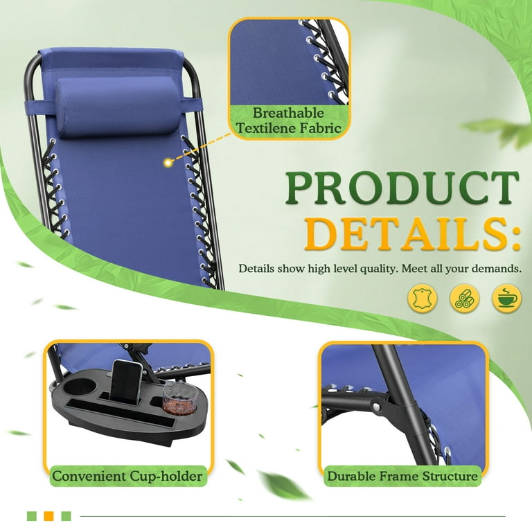 Lacoo Zero Gravity Recliner Chairs for Patio – 2-Pack Folding Outdoor Lounge Chairs with Adjustable | AmazPromo