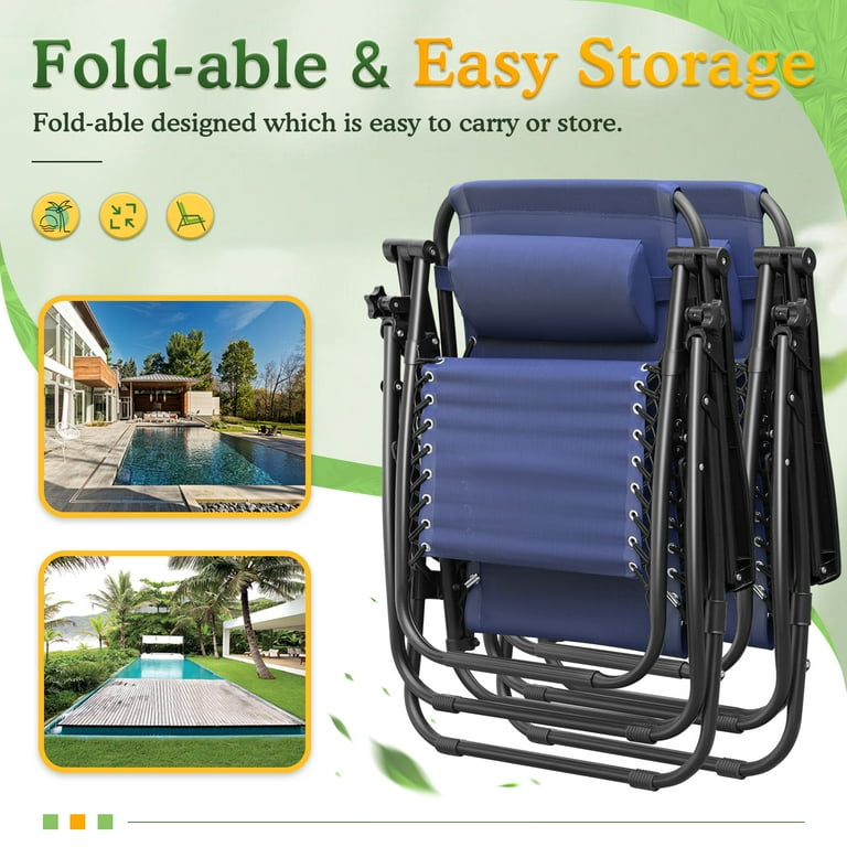 Lacoo Zero Gravity Recliner Chairs for Patio – 2-Pack Folding Outdoor Lounge Chairs with Adjustable | AmazPromo