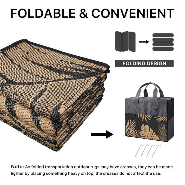 DEORAB 6'x9' Waterproof Outdoor Rug for Patio, Reversible Plastic Mat for Camping, RV, Deck, Garden | AmazPromo