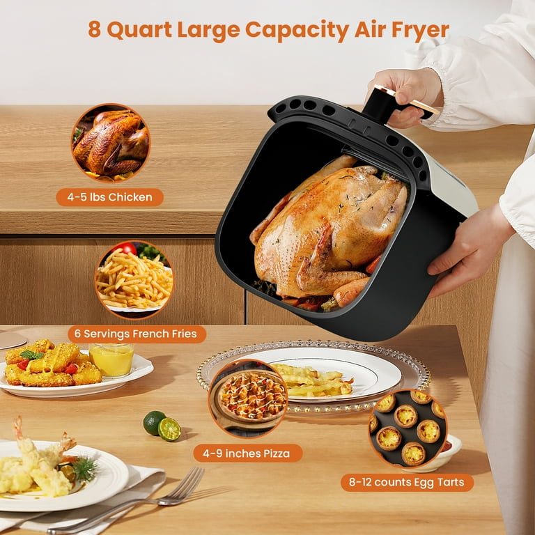 Bluebow 7.5QT Air Fryer, 8-in-1 Digital Touchscreen with Glass Viewing Window, 1700W, Cream White extra image