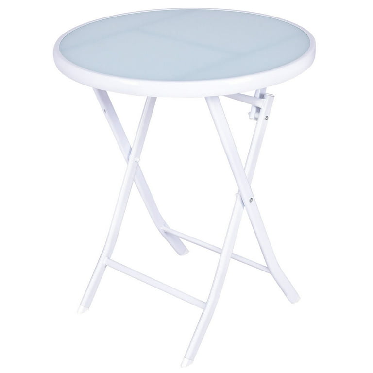 Costway 3-Piece Folding Bistro Set with Tempered Glass Table & 2 Chairs – White Outdoor Patio extra image