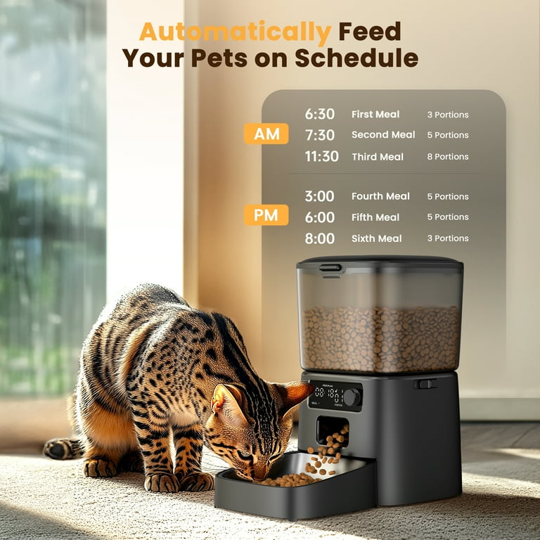 Oneisall Automatic Cat Feeder 3.5L, Programmable Dry Food Dispenser with Stainless Steel Bowl, Timed | AmazPromo