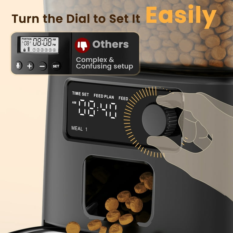 Oneisall Automatic Cat Feeder 3.5L, Programmable Dry Food Dispenser with Stainless Steel Bowl, Timed extra image