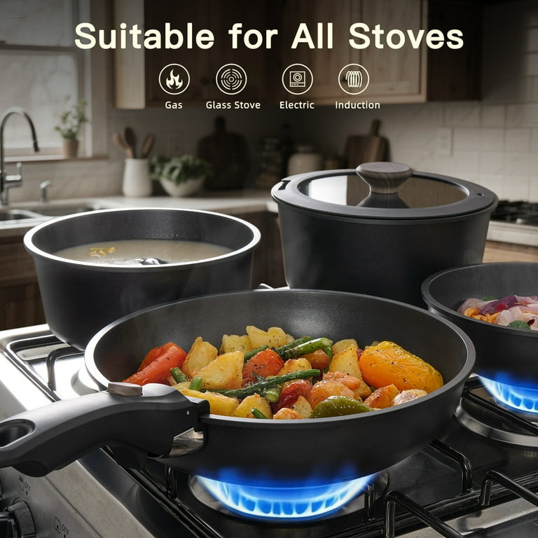 Astercook 20-Piece Nonstick Pots & Pans Set with Detachable Handles, Induction & Oven Safe Cookware | AmazPromo