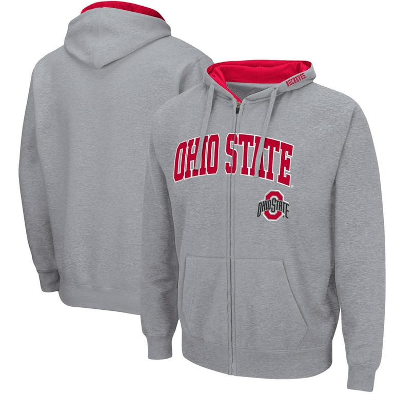 Colosseum Men’s Ohio State Buckeyes Full-Zip Hoodie Heathered Gray – Official NCAA Arch & Logo 3.0 | AmazPromo