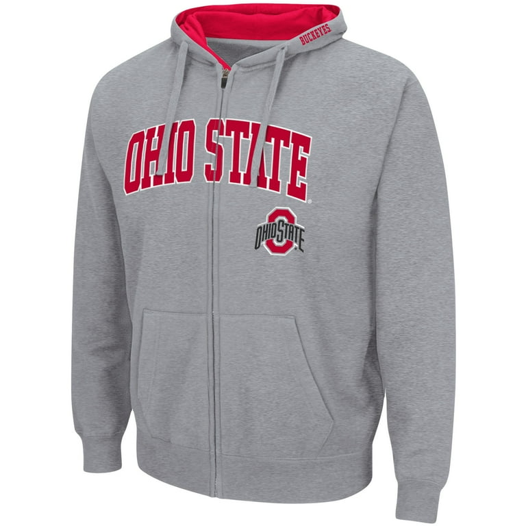 Colosseum Men’s Ohio State Buckeyes Full-Zip Hoodie Heathered Gray – Official NCAA Arch & Logo 3.0 | AmazPromo
