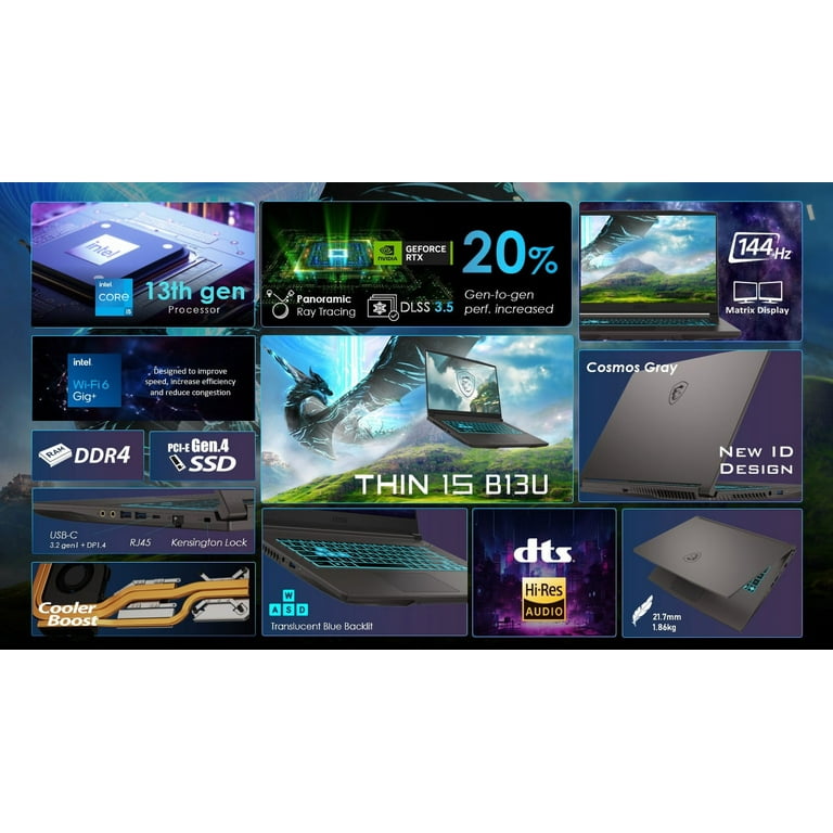 MSI Thin 15.6" 144Hz Gaming Laptop (2024) – Intel Core i5-13420H, NVIDIA GeForce RTX 3050, 16GB DDR4 | AmazPromo