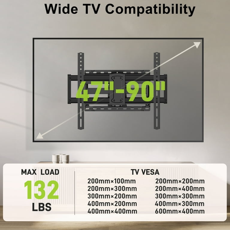 USX MOUNT Heavy Duty Full Motion TV Wall Mount for 47-90 Inch Flat & Curved TVs, Articulating Swivel | AmazPromo