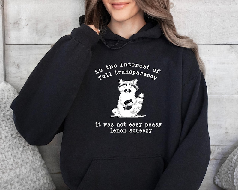 In the Interest of Full Transparency Sweatshirt – Funny Raccoon Retro 90s Hoodie, Sarcastic Graphic | AmazPromo