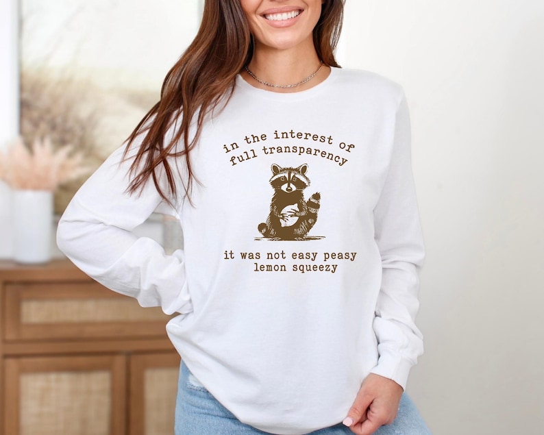 In the Interest of Full Transparency Sweatshirt – Funny Raccoon Retro 90s Hoodie, Sarcastic Graphic | AmazPromo