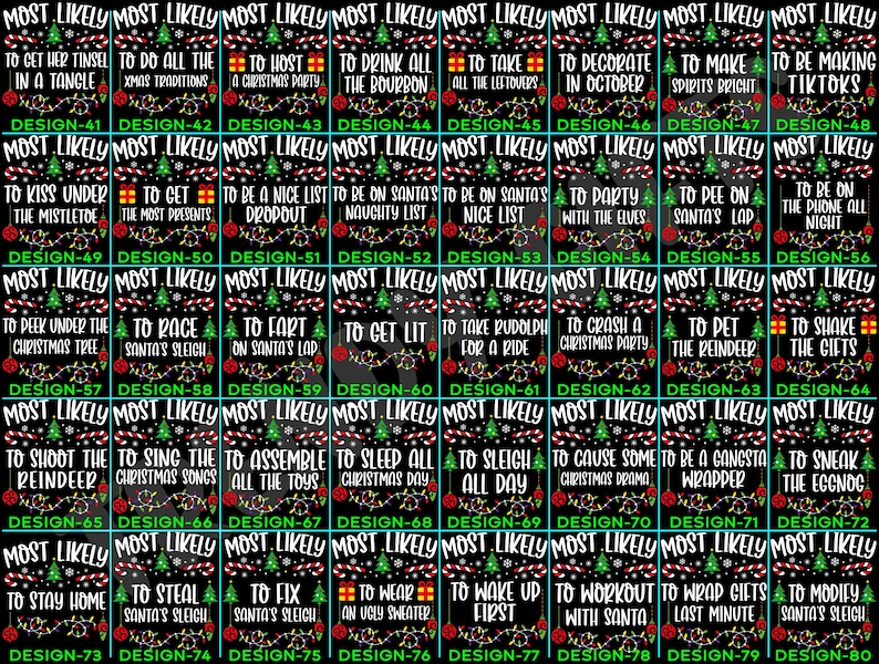 Most Likely To Christmas Shirt 2025, Funny Holiday Quotes Tee, Matching Family Christmas Pajama Top | AmazPromo