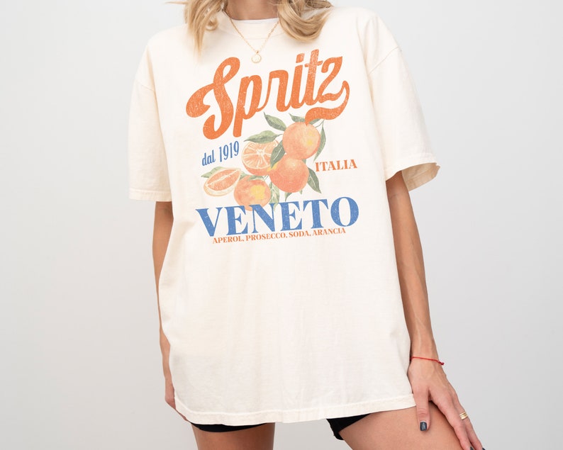 Spritz Comfort Colors® Oversized Graphic Tee – Vintage Italian Cocktail T-Shirt, Aperitivo Shirt | AmazPromo