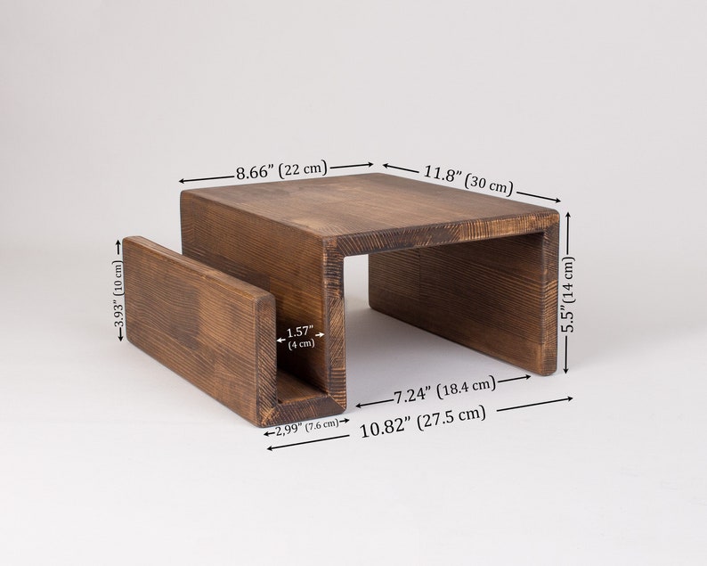 PUFFYO Wooden Couch Arm Tray Table with Magazine Holder | Modern Sofa Armrest Table | Custom Over extra image