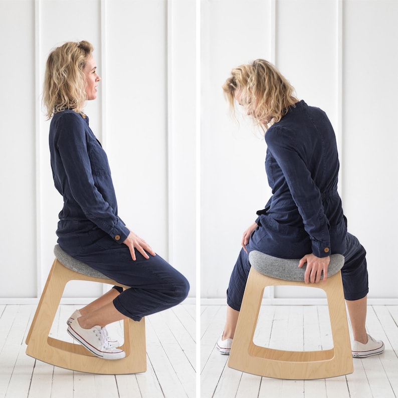 Muista Ergonomic Office Chair | Active Sitting Saddle Stool & Balance Desk Chair | Modern Wooden | AmazPromo