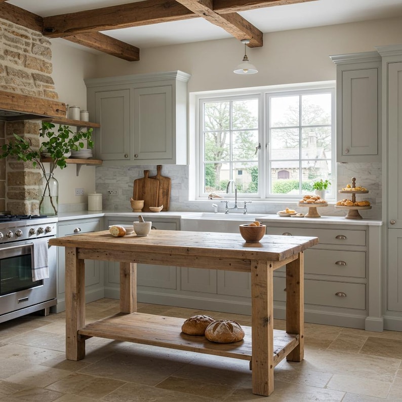 Rustic Farmhouse Kitchen Island with Reclaimed Wood | Handmade Counter Height Table | AmazPromo