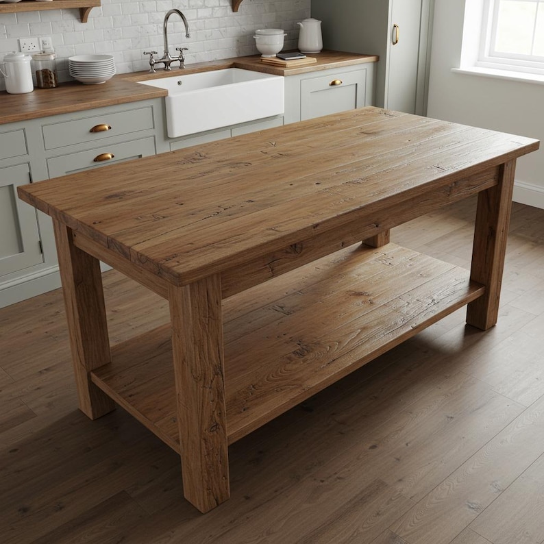 Rustic Farmhouse Kitchen Island with Reclaimed Wood | Handmade Counter Height Table extra image