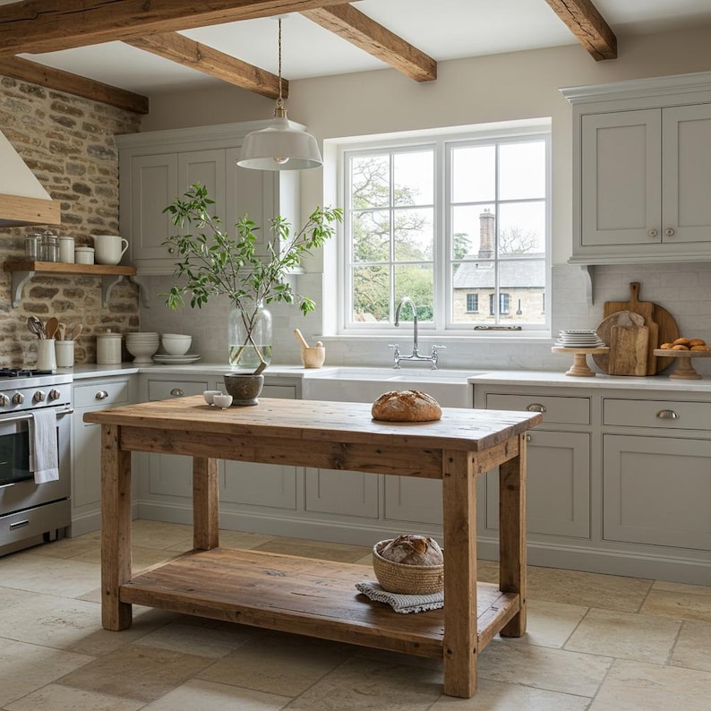 Rustic Farmhouse Kitchen Island with Reclaimed Wood | Handmade Counter Height Table extra image