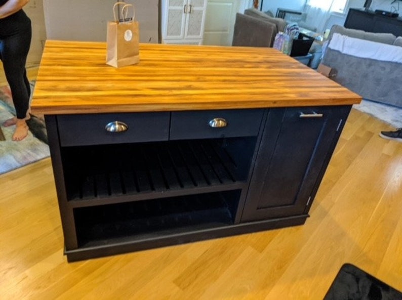 Custom Butcher Block Kitchen Island with Seating & Storage | Handmade Solid Wood Kitchen Island extra image